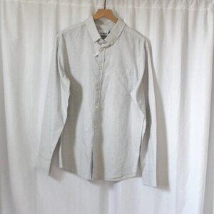 NWT Target Goodfellow Men's Slim Button Down Top White Grey Windowpane Large